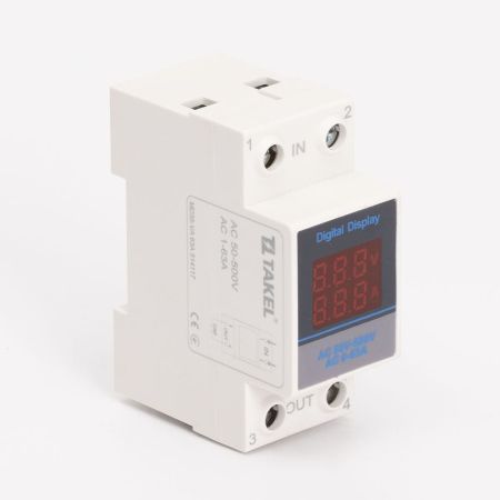 (514117) Вольтметр-амперметр модульный однофазный MD35-VA 63A (AC 50-500V; 1-63A). TAKEL