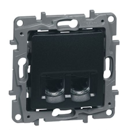 (672655) Компьютерная розетка двойная RJ45 кат5e UTP ETIKA графит. Legrand