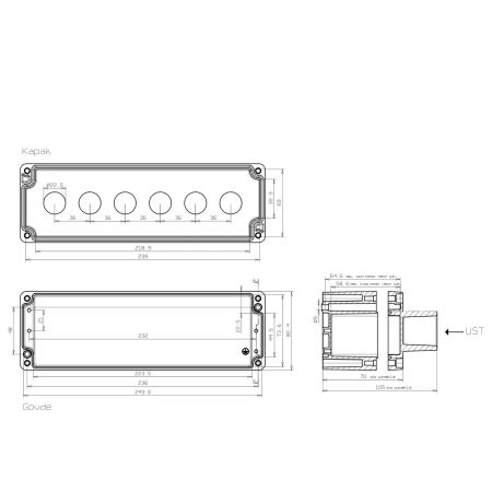 (3390-835-0600) Металлический кнопочный пост 6 местный с козырьком. TP Electric