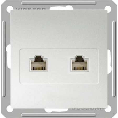 (RSI-251TT-5-86) Двойная телефонная розетка (RJ 11 &amp; RJ 11) серия Wessen W59 без рамки матовый хром. Schneider Electric