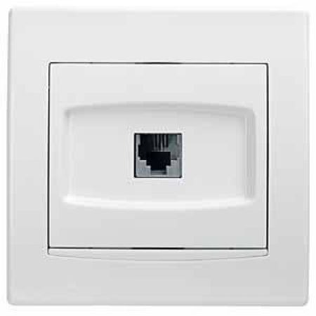 (AYA4100221) Розетка телефонная RJ11. 4 контакта с белой вставкой Anya белая. Schneider Electric