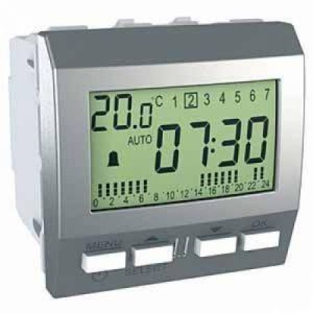 (MGU3.541.30) Механизм цифрового реле времени 1200 Вт 2 модуля Unica алюминий. Schneider Electric