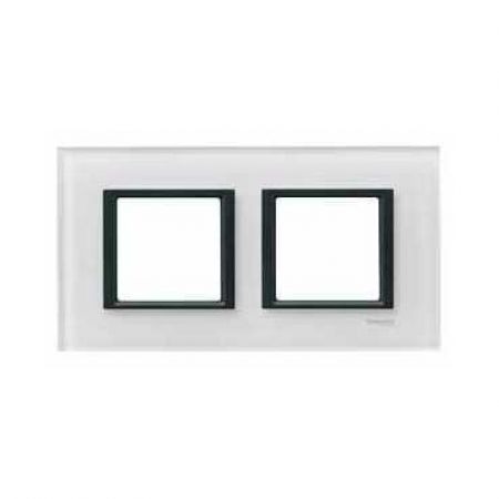 (MGU68.004.7C2) Декоративная рамка двухместная Unica Class белое стекло. Schneider Electric