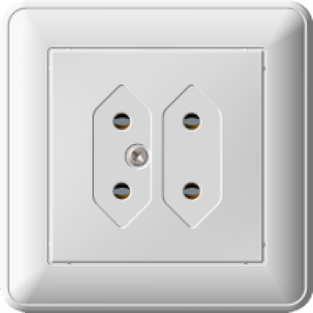 (RS6-253-18) Розетка под плоские вилки серия Wessen W59 в сборе белая. Schneider Electric