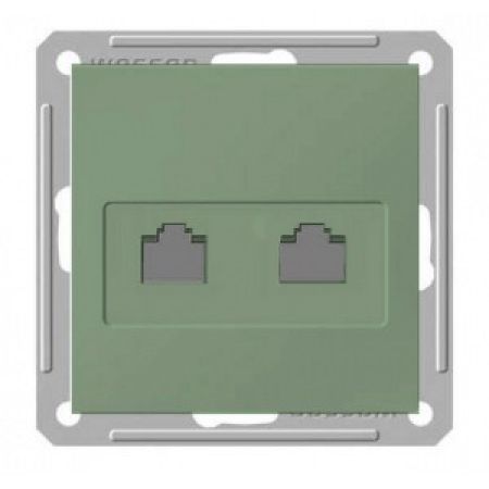 (RSI-251TK5E-4-86) Розетка «телефон&amp;компьютер» (RJ 11&amp; RJ 45 категории 5E) серия Wessen W59 без рамки шампань. Schneider Electric