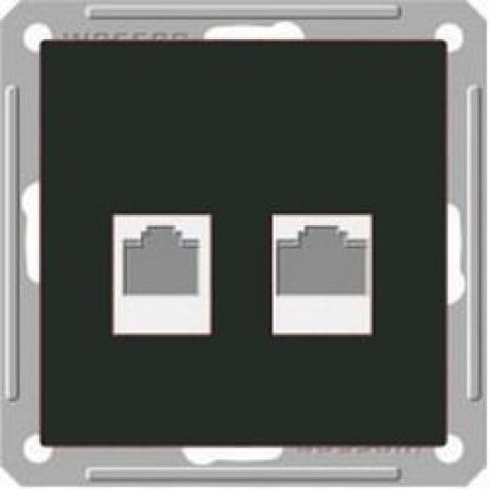 (RSI-251KK5E-6-86) Двойная компьютерная розетка (RJ 45&amp; RJ 45) категории 5E серия Wessen W59 без рамки черный бархат. Schneider Electric