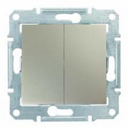 SDN0600168 Двухклавишный проходной выключатель (схема 6&amp;6) Sedna титан