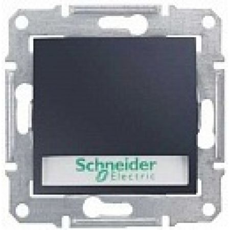 SDN1600370 Одноклавишный кнопочный выключатель c держателем для надписи и синей подсветкой Sedna графит. Schenider Electric