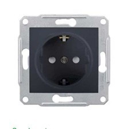 SDN3000170 Розетка с заземляющим контактом и защитными шторками Sedna графит. Schenider Electric