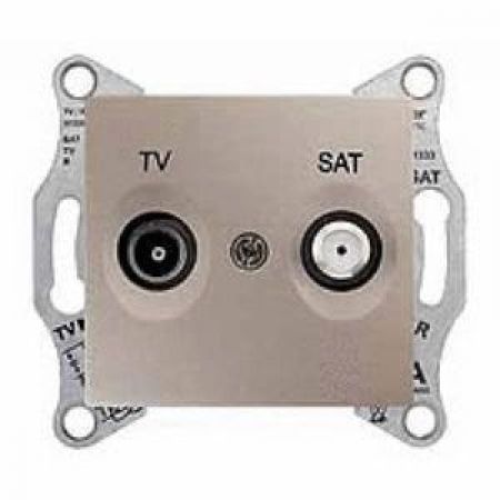 SDN3401268 Розетка TV/SAT (телевизионная&amp; спутниковая) 8 дБ проходная Sedna титан
