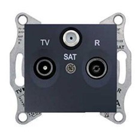 SDN3501270 Розетка TV/R/SAT (телевизионная + радио +спутниковая) 8 дБ проходная Sedna графит. Schenider Electric