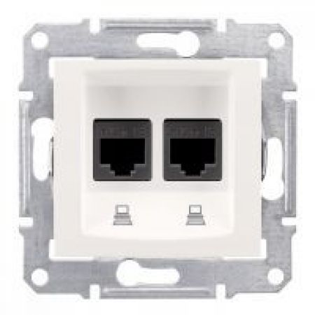 SDN4800123 Двойная компьютерная розетка RJ45 категория 6 неэкранированная STP Sedna слоновая кость