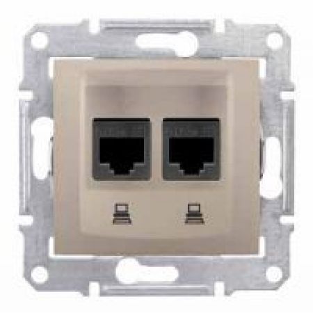 SDN4400168 Двойная компьютерная розетка RJ45 категория 5е неэкранированная UTP Sedna титан