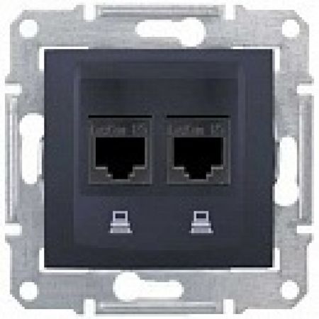 SDN4600170 Двойная компьютерная розетка RJ45 категория 5е экранированная STP Sedna графит. Schenider Electric