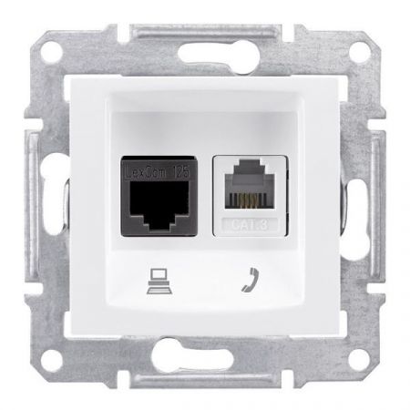 SDN5100121 Розетка RJ45&amp;RJ11 (компьютерная&amp; телефонная) категория 5e неэкранированная UTP Sedna белый