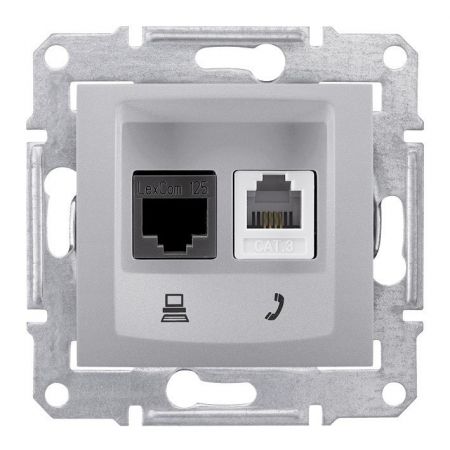 SDN5200160 Розетка RJ45&amp;RJ11 (компьютерная&amp; телефонная) категория 6 неэкранированная UTP Sedna алюминий