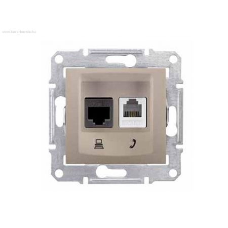 SDN5100168 Розетка RJ45&amp;RJ11 (компьютерная&amp; телефонная) категория 5e неэкранированная UTP Sedna титан