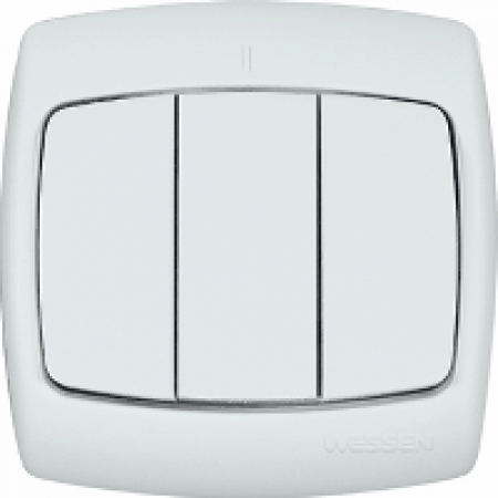 (VS05U-321-BI) Выключатель трехклавишный серии Рондо белый. Schneider Electric