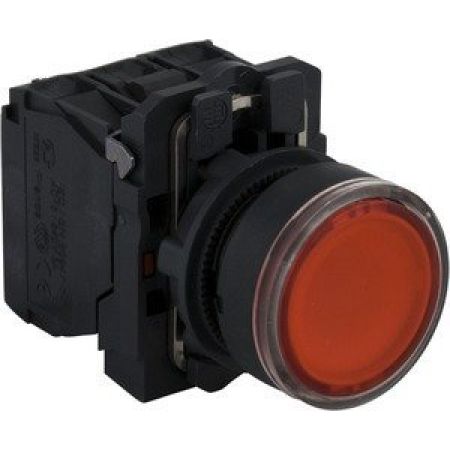 XB5AW34M5. Невыступающая кнопка c подсветкой в сборе с самовозвратом. красная. 1NO+1NС. 230-240V AC. IP66. серия Harmony XB5. Schneider Electric