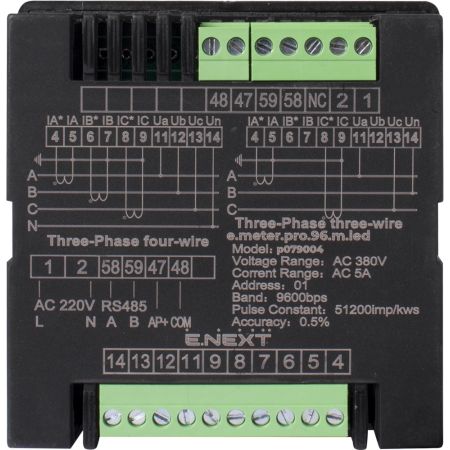 (p079004) Анализатор параметров сети e.meter.pro.96.m.led 96х96мм. АС 230В. 5А. 0-450В. RS-485. E.NEXT