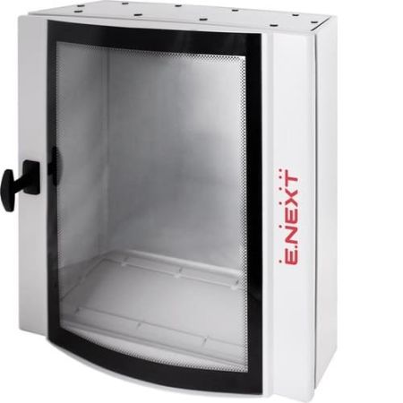 (CPD606020M) Металлический шкаф e.mbox.industrial.p.60.60.20.gl IP55. с монтажной панелью 600х600х200 стеклянная дверь. E.NEXT