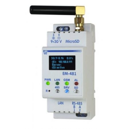 (EM-481) Контроллер web-доступа к управлению Modbus-оборудованием 3-G GSM модуль .EM-481. Новатек-Электро