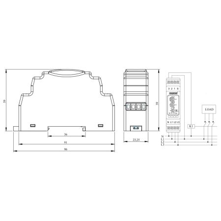(RR3VP02) 3-ф реле напряжения 0.1-20с Umin=150-210V/AC Umax=230-300V/AC. EMAS