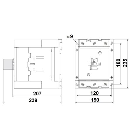 (LZDG30B3--) Контактор CUBICO Grand. 3Р. 160kW. 300A. 2НЗ+2HO. 230V AC. Schrack