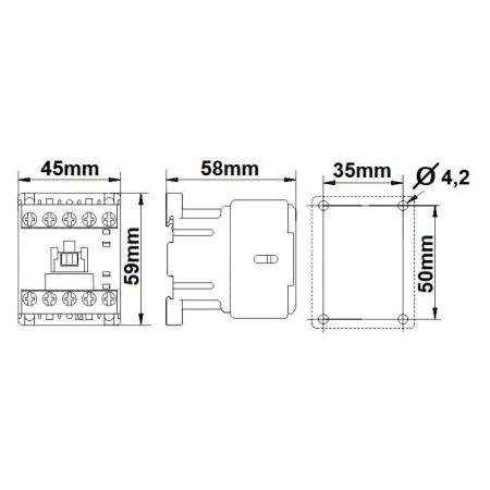 (LZDM0613--) Контактор CUBICO Mini. 3Р. 3kW. 6A. 1НO. 230V AC. Schrack
