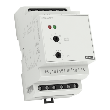 (HRN-56/480V) Реле контроля напряжения в 3-фазных сетях HRN-56/480V. 3x480 V AC. Umax AC 3x550 V. Umin 70 - 95 % Un. ELKO
