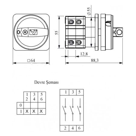 (PSA032AK341E) Кулачковый переключатель аварийный 3P 32А "0-1". EMAS