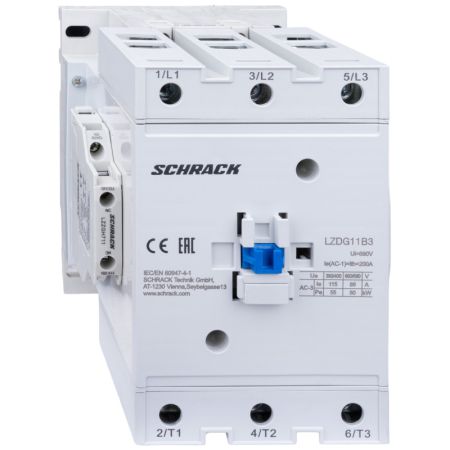 (LZDG11B3--) Контактор CUBICO Grand. 3Р. 55kW. 115A. 1НЗ+1HO. 230V AC. Schrack
