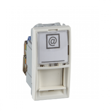 (MGU3.410.25) Механизм компьютерной розетки RJ45 кат. 5Е. UTP. с полем для надписи неэкранированная. 1 модуль Unica слоновая кость. Schneider Electric