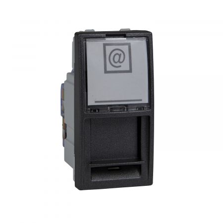 (MGU3.414.12) Механизм компьютерной розетки RJ45 кат. 6. UTP. с полем для надписи неэкранированная. 1 модуль Unica графит. Schneider Electric