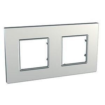 (MGU6.704.55) Рамка 2-х местная Unica Quadro Metallized серебрянная. Schneider Electric