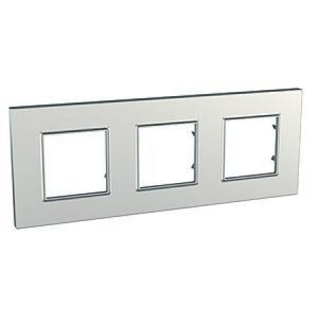 (MGU6.706.55) Рамка 3-х местная Unica Quadro Metallized серебрянная. Schneider Electric
