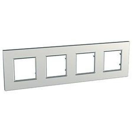 (MGU6.708.55) Рамка 4-х местная Unica Quadro Metallized серебрянная. Schneider Electric