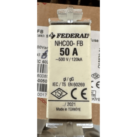 (NHC005) Предохранитель ножевой NH 00 gG 50A 500Vac. FEDERAL ELECTRIC