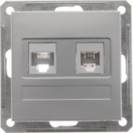(RSI-251TK5E-5-86) Розетка «телефон&amp;компьютер» (RJ 11&amp; RJ 45 категории 5E) серия Wessen W59 без рамки матовый хром. Schneider Electric