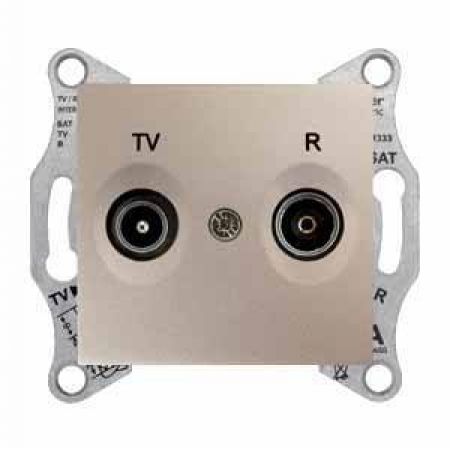 SDN3301868 Розетка TV/R (телевизионная&amp; радио) 4 дБ проходная Sedna титан. Schneider Electric