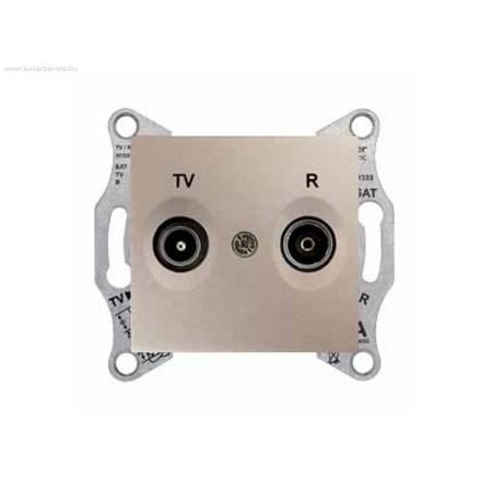 SDN3301368 Розетка TV/R (телевизионная&amp; радио) 8 дБ проходная Sedna титан