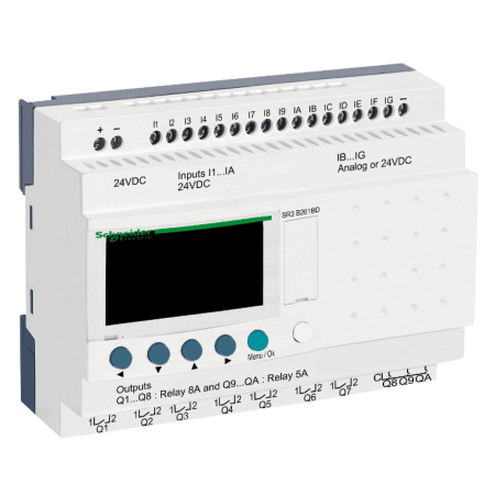 (SR3B261BD) Интеллектуальное реле Zelio 26ВХ/ВЫХ.=24В. Дисплей+часы. Schneider electric