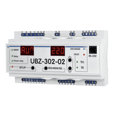 (UBZ-302-02) Блок защиты слабомощных электродвигателей UBZ-302-02. Modbus. Новатек-Электро