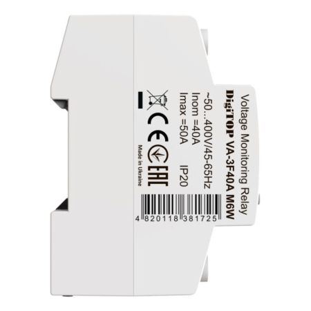 (VA-3F40A M6W) 3-ф реле напряжения с контролем тока – VA-3F40A M6W. 40А. 120-270V AC. Digitop