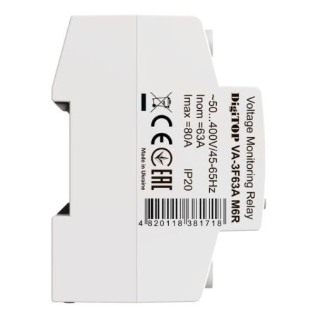 (VA-3F63A M6R) 3-ф реле напряжения с контролем тока — VA-3F63A M6R. 63А. 120-270V AC. Digitop