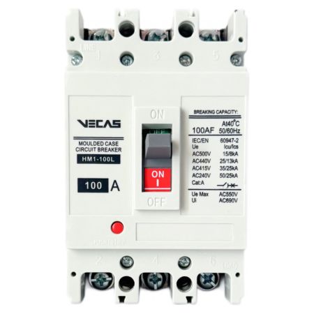 (VCS-000082) Автоматический выключатель HM1-100L 3Р 100А 25кА. 690V AC. VECAS