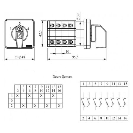 (PSA020KD434S) Кулачковый переключатель полюсов реверсивный 4P 20А "(1-0-2). EMAS