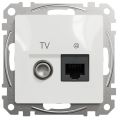 (SDD111469T) Розетка телевизионная и компьютерная TV+RJ45 кат. 6 UTP. Sedna Design. белый. Schenider Electric