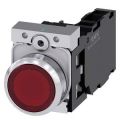 (3SU1152-0AB20-1FA0) Нажимной выключатель с подсветкой. утапливаемая кнопка со встроенным светодиодом серия 3SU. 1NO+1NC. красный. AC/DC 24V. SIEMENS