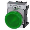 (3SU1152-6AA40-1AA0) Световой индикатор с гладким светофильтром. со встроенным светодиодом серия 3SU. AC/DC 24V. зеленый. метал SIEMENS